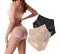 Calzoncillos moldeadores sin Costuras de Seda de Hielo de Cintura Alta, Bragas Transpirables sin Costuras, Ropa Interior Sexy. (FR/ES, Letras, XXL, Regular, Regular, 2pcs)