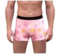 Calzoncillos para hombre 2026 para hombre, ropa interior impresa, estilo rojo especial corazón rosa, algodón, ropa interior cómoda, calzoncillos bóxer para hombre, Rosa., S