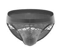 Calzoncillos para hombre, cintura baja, sexy, erótica, ropa interior de un solo color, transparente, ajuste ideal, ropa interior transpirable, bragas eróticas, gris, S