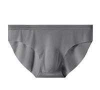 Calzoncillos para hombre, de talle bajo, suaves, transpirables, no se suben, ropa interior cómoda con bolsa, pantalones cortos ligeros para dormir para descansar a diario, gris, XXL
