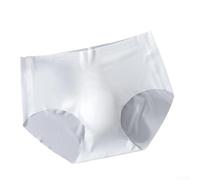Calzoncillos para hombre en tela de seda de hielo con bolsa de bulto 3D, construcción sin costuras y perfil de cintura media (3XL blanco)