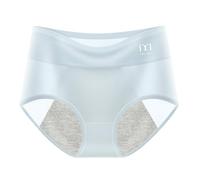 Calzoncillos para mujer a prueba de fugas para el día a día y la menstruación, azul claro, L