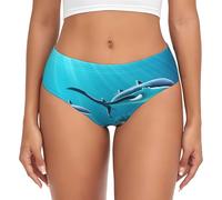Calzoncillos para mujer, ropa interior elástica suave con estampado de ballenas de mar profundo con cintura elástica, transpirable y sin costuras para mayor comodidad, Negro, 4XL