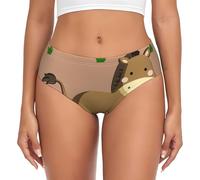 Calzoncillos para mujer, ropa interior elástica suave con estampado de burro de dibujos animados con cintura elástica, transpirable y sin costuras para mayor comodidad, Negro, S