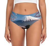 Calzoncillos para mujer, suaves y elásticos, con estampado de Monte Fuji a principios de primavera, con cintura elástica, transpirable y sin costuras para mayor comodidad, Negro, L