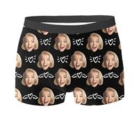 Calzoncillos Personalizados Hombre Boxer Personalizados con Foto Cara Divertida Calzoncillos de Novedad Ropa 2025 Interior Personalizada Pantalones Cortos de Cumpleaños de Navidad Novio Esposo S-2XL