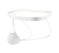Calzoncillos sexy bragas para hombre Ice Silk Back Empty Panties Tanga Desmontable Glúteos Expuestos Seda Hielo Ahuecado Grande Bolsillo Pantalones Tanga de Navidad Hombre, Blanco, L