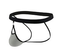 Calzoncillos sexy bragas para hombre Ice Silk Back Empty Panties Tanga Desmontable Glúteos Expuestos Seda Hielo Ahuecado Grande Bolsillo Pantalones Tanga de Navidad Hombre, gris, 4XL