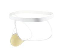 Calzoncillos sexy bragas para hombre Ice Silk Back Empty Panties Tanga Desmontable Glúteos Expuestos Seda Hielo Ahuecado Grande Bolsillo Pantalones Tanga de Navidad Hombre, amarillo, XL