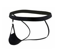 Calzoncillos sexy bragas para hombre Ice Silk Back Empty Panties Tanga Desmontable Glúteos Expuestos Seda Hielo Ahuecado Grande Bolsillo Pantalones Tanga de Navidad Hombre, Negro , XXL