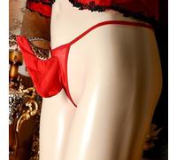 Calzoncillos sexys transparentes para hombre, ropa interior de nailon translúcido, cintura de perfil bajo, malla transpirable para necesidades íntimas de estilo (JJ abierto rojo)