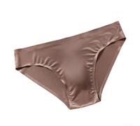 Calzoncillos sin costuras de seda de hielo para hombre con bolsa de bulto 3D y corte de talle bajo para un movimiento sin restricciones (XL marrón)