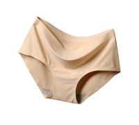 Calzoncillos sin costuras para mujer, con acabado suave, tiro medio y cobertura completa, comodidad diaria para el uso diario, comodidad de verano, viajes, días de trabajo y clima cálido, beige, S