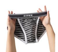 Calzoncillos suaves y transpirables a rayas para hombre con cintura baja y tenedor alto para mayor comodidad (XL gris blanco)