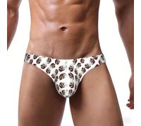 Calzoncillos tipo bikini de talle bajo con estampado de calavera para | Calzoncillos de bikini elásticos en 4 direcciones con bolsa de contorno para comodidad diaria.
