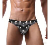 Calzoncillos tipo bikini de talle bajo con estampado de calavera para | Calzoncillos de bikini elásticos en 4 direcciones con bolsa de contorno para comodidad diaria.