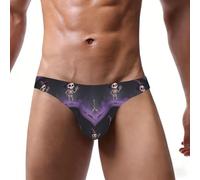 Calzoncillos tipo bikini de talle bajo con estampado de calavera para | Calzoncillos de bikini elásticos en 4 direcciones con bolsa de contorno para comodidad diaria.