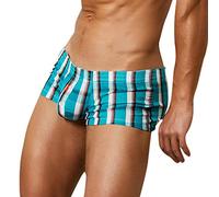 Calzoncillos tipo bóxer a rayas para hombre, con botones, ropa interior clásica a cuadros, elásticos, cómodos, cintura elástica, Z01-azul, M