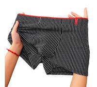 Calzoncillos tipo bóxer a rayas para hombre, mezcla de algodón suave, transpirable, ropa interior elástica, patrón clásico, M-2XL, varios colores para el hogar o uso diario (M, negro)