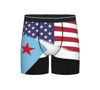 Calzoncillos Tipo Bóxer Bandera Estadounidense Y Bandera De Yemen del Sur Ropa Interior Cómodos Calzoncillos Hombre Boxer Transpirable Bóxers para Viaje Deporte Correr XXL
