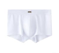 Calzoncillos tipo bóxer de algodón para hombre, transpirables, cómodos, con elastano suave para deportes y uso diario (L, blanco)
