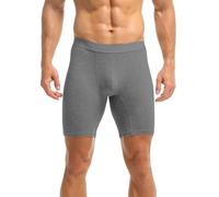 Calzoncillos tipo bóxer de compresión de cintura alta para hombre, moldeadores de abdomen, calzoncillos deportivos antirozaduras, sin costuras, transpirables, con control de abdomen, gris, L