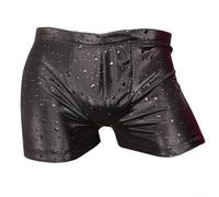 Calzoncillos tipo bóxer de látex para hombre con estampado 3D de gotas de agua, ropa interior ajustada de cintura baja, impermeable, suave, pierna plana, para club, tema exótico, negro (2XL negro)