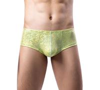 Calzoncillos tipo bóxer de lentejuelas para hombre, brillantes y brillantes, para carnaval, disfraz, lencería, transpirable, ropa interior atractiva, erótica, ropa interior deportiva, verde, XL
