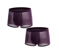 Calzoncillos tipo bóxer de malla para hombre, paquete de 2 unidades, ropa interior transpirable de seda de hielo transparente, de talle bajo, sexy, semitransparente, calzoncillos tipo bóxer de red