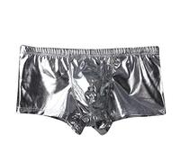 Calzoncillos tipo bóxer de piel sintética para mí, de talle bajo, cómodos, cómodos, sin excavación, ligeros, con bolsa, parte inferior de tela elástica suave para discoteca, fiesta, descanso diario