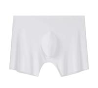 Calzoncillos tipo bóxer de seda de hielo para hombre, de talle bajo, de tela transpirable, antirozaduras, con cintura ancha y bolsa 3D, ropa interior ligera y cómoda, blanco, L