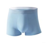 Calzoncillos tipo bóxer de seda de hielo para hombre, transpirables, sin costuras, cintura media, monocolor, tallas grandes L-5XL, para el día a día, dormir, cómodos pantalones largos (XL azul)