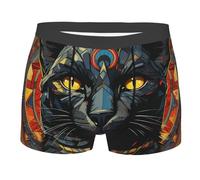 Calzoncillos Tipo Bóxer Gato Oculto Mitología Egipcia Misteriosa Oro Ropa Interior Transpirable Bóxers Cómodos Calzoncillos Hombre Boxer para Correr Deporte Uso Diario XXL