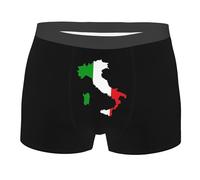 Calzoncillos Tipo Bóxer Mapa Y Bandera De Italia Ropa Interior Cómodos Calzoncillos Hombre Boxer Elástico Bóxers para Uso Diario Viaje Correr S
