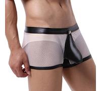 Calzoncillos tipo bóxer para hombre, calzoncillos bóxer para hombre, atractivos, color sólido, neto, velocidad abierta, súper fina, ropa interior transpirable, Blanco, XL