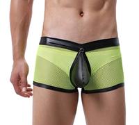 Calzoncillos tipo bóxer para hombre, calzoncillos bóxer para hombre, atractivos, color sólido, neto, velocidad abierta, súper fina, ropa interior transpirable, amarillo, S