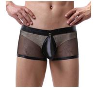 Calzoncillos tipo bóxer para hombre, calzoncillos bóxer para hombre, atractivos, color sólido, neto, velocidad abierta, súper fina, ropa interior transpirable, Negro , M