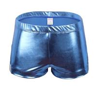 Calzoncillos tipo bóxer para hombre, con aceite, brillantes, opacos, para fiestas, ropa interior fina, pantalones cortos, calzoncillos tipo bóxer elásticos, calzoncillos metálicos brillantes, O azul