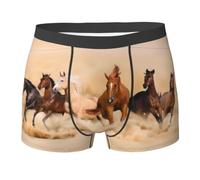 Calzoncillos tipo bóxer para hombre con estampado de caballo en arena del desierto, Negro, L-3XL