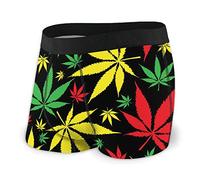 Calzoncillos tipo bóxer para hombre con patrón de marihuana colorido con bolsa, Negro, M