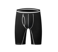 Calzoncillos tipo bóxer para hombre, pierna larga, deporte, fitness, ropa interior, retro, pernera larga, algodón, calzoncillos tipo bóxer, ropa interior para hombre, A negro., M