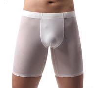 Calzoncillos tipo bóxer para hombre, ropa interior deportiva de pierna larga con bolsa 3D que absorbe la humedad, L-3XL (blanco 3XL)