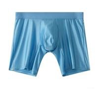 Calzoncillos tipo bóxer para hombre, seda satinada de secado rápido, NK59, con bolsa elástica y antirozaduras en la cintura media para calzoncillos tipo bóxer (XXL azul)