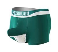 Calzoncillos tipo bóxer para hombre, transpirables, con correa de deportista, mejora el bulto para correr, para hombre, ligero, atlético, cómodo, deportes, entrenamiento clásico, tiro medio, verde, XL