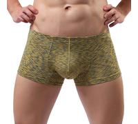 Calzoncillos tipo bóxer para hombre, transpirables, para uso diario, ocio, ropa interior para hombre, ropa interior suave y cómoda, para oficina, trabajo al aire libre, dormir, viajes, amarillo, XXL