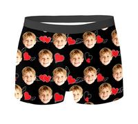 Calzoncillos tipo bóxer para niños de 3 a 10 años, divertidos y personalizables, para el día de San Valentín, aniversarios, ropa interior, #18-negro, 4-5 años