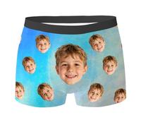 Calzoncillos tipo bóxer personalizados para niños de 3 a 10 años, divertidos calzoncillos personalizados con imagen, regalos de San Valentín para niños, ropa interior, #21-azul, 8-9 años