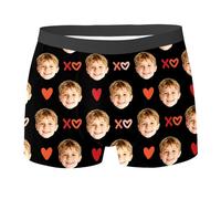 Calzoncillos tipo bóxer personalizados para niños de 3 a 10 años, ropa interior divertida con cara, regalos de San Valentín para niños, ropa interior, #15-negro, 4-5 años