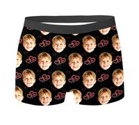 Calzoncillos tipo bóxer personalizados para niños de 3 a 10 años, ropa interior divertida para niños con fotos, regalos de San Valentín para niños, ropa interior, #25-negro, 4-5 años