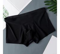 Calzoncillos tipo bóxer simples pero funcionales para hombre, cómodos, de seda helada, diseñados para adaptarse bien a todos los tipos de cuerpo (L negro)